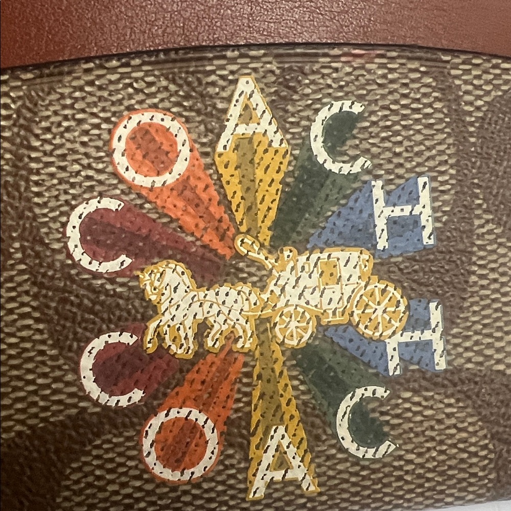 Coach Multicolor Logo Brown Card Case - Picture 3 of 5